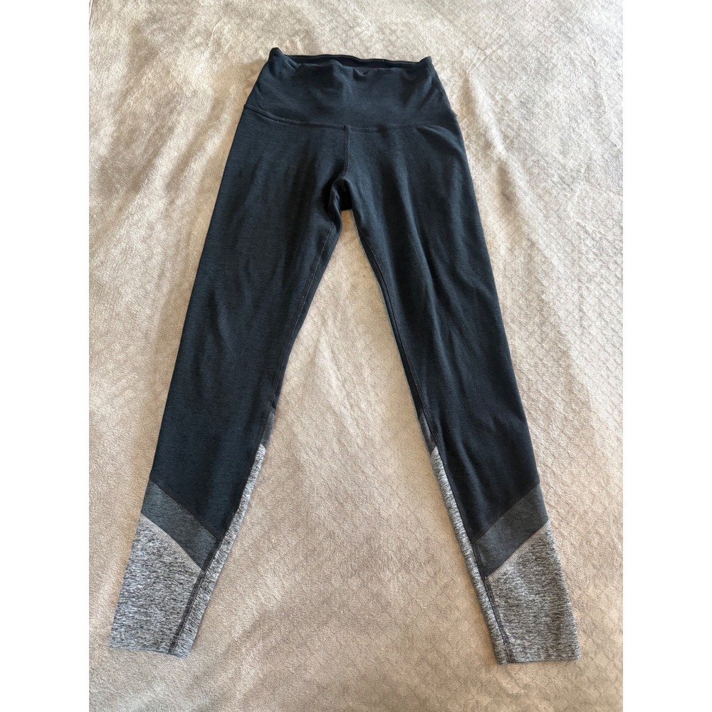 Beyond Yoga Womens High Waisted Colorblock Chevron Leggings Black Grey Size M